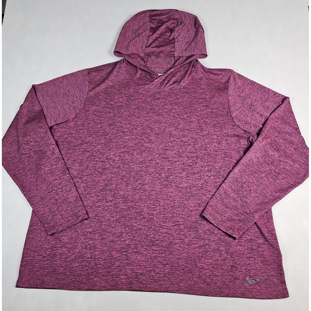 Nike Womens Heather Purple Dri-FIT Pullover Hooded Activewear Top Size 2X